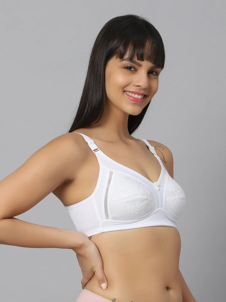 BlueNixie online Full coverage Minimizer Bra Combo set of 2 White- Skin Color