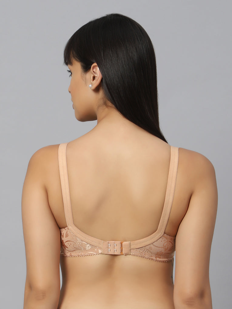 Bluenixie Skin color Butterfly Print net Full Coverage Bra