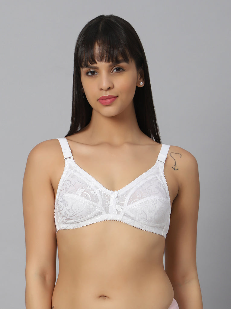 Bluenixie White color Butterfly Print net Full Coverage Bra