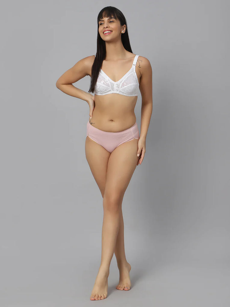Bluenixie #BNF356 Full Coverage Bra White-Skin 2 pc combo