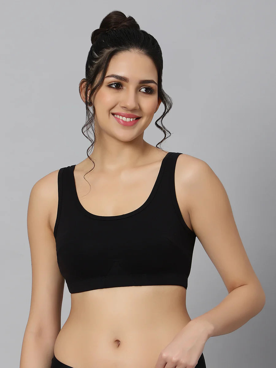 BlueNixie Slip On Sports Bra Combo set of 2 Black-White Color-