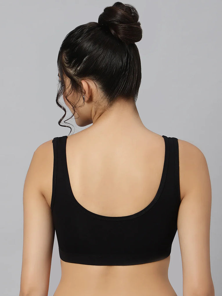 BlueNixie online Slip On Medium Impact Sports Bra Combo set of 2 Black & Blue Color-
