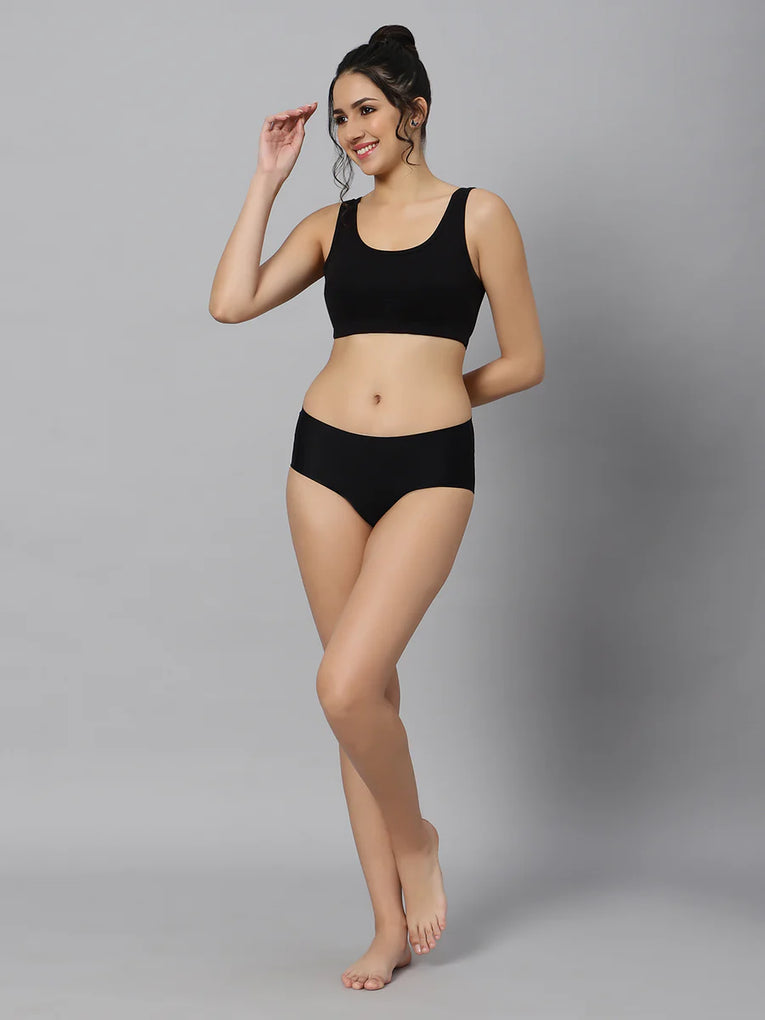 BlueNixie online Slip On Medium Impact Sports Bra Combo set of 2 Black Color-