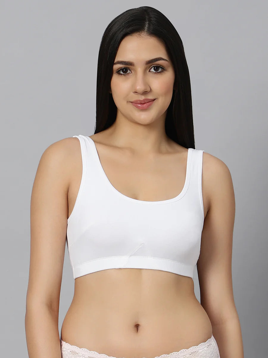 BlueNixie BN3014 Slip On Medium Impact Sports Bra Combo Of 2 White