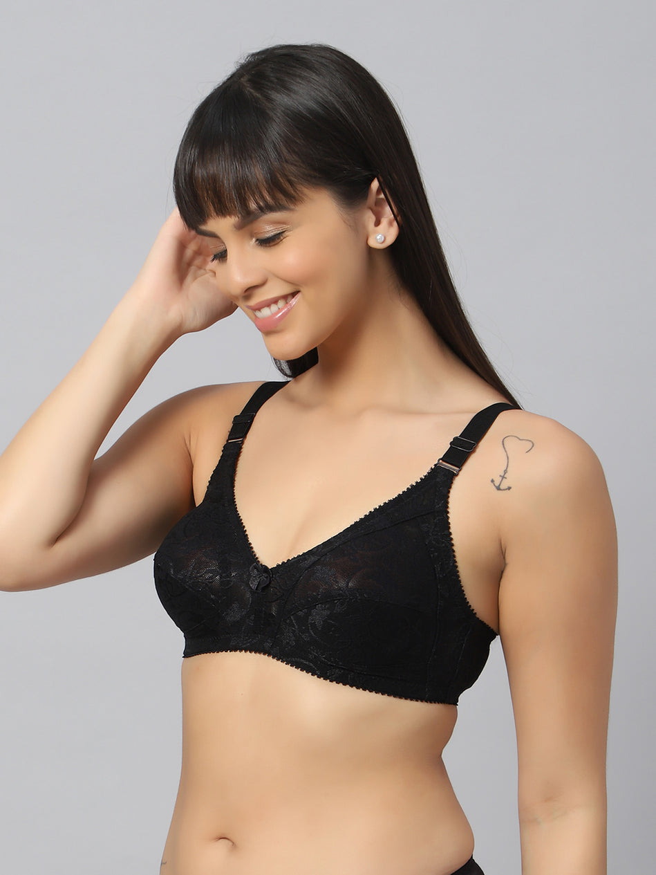 Bluenixie Black color Butterfly Print net Full Coverage Bra