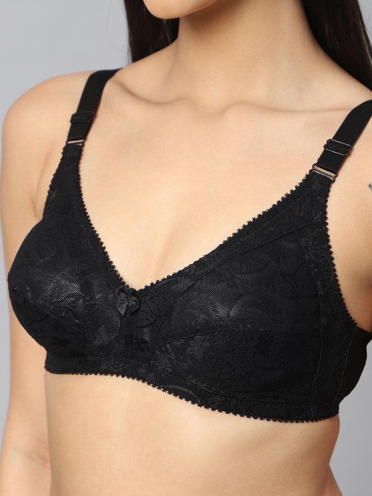 Bluenixie Black color Butterfly Print net Full Coverage Bra