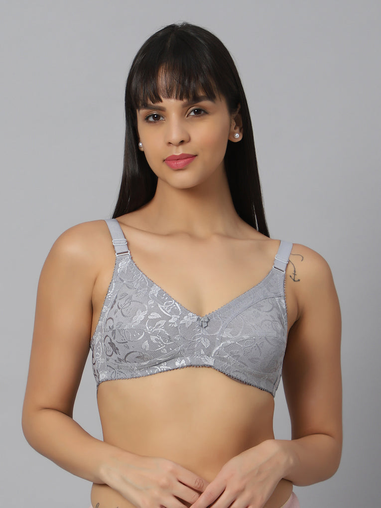 Bluenixie Grey color Butterfly Print net Full Coverage Bra