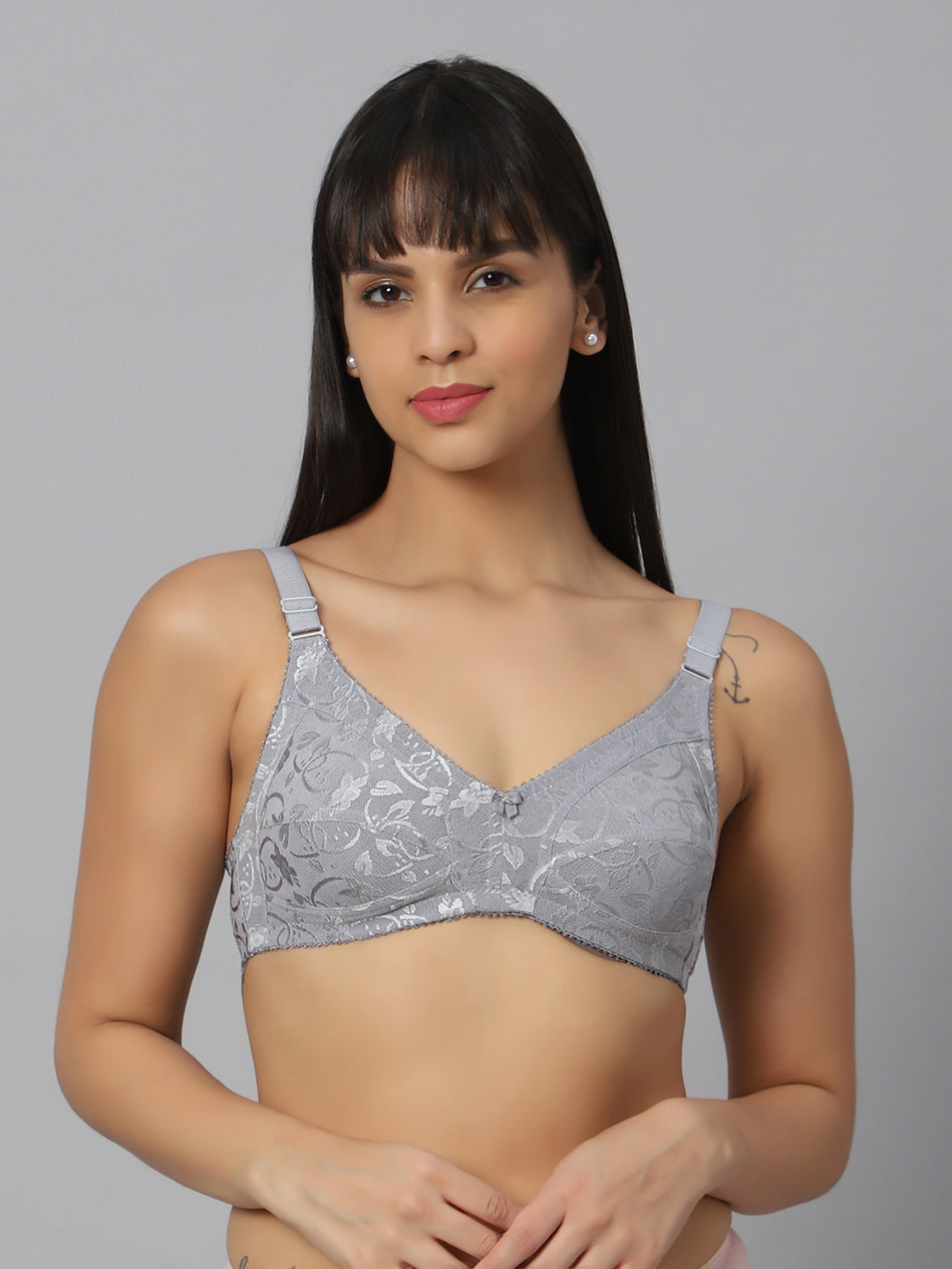 Bluenixie Grey color Butterfly Print net Full Coverage Bra
