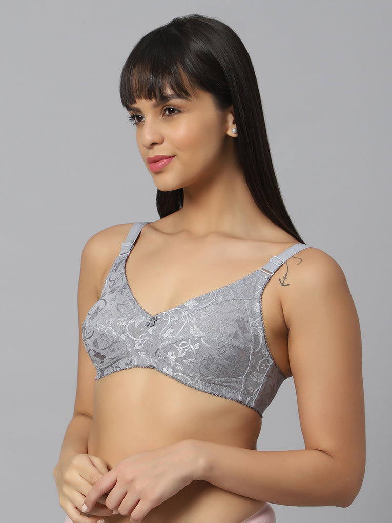 Bluenixie Grey color Butterfly Print net Full Coverage Bra