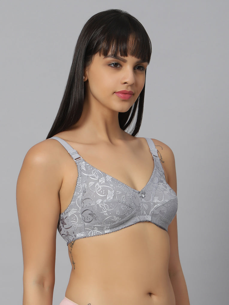 Bluenixie Grey color Butterfly Print net Full Coverage Bra