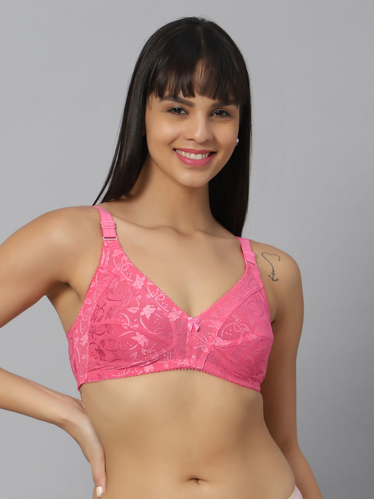 Bluenixie Light Pink color Butterfly Print net Full Coverage Bra