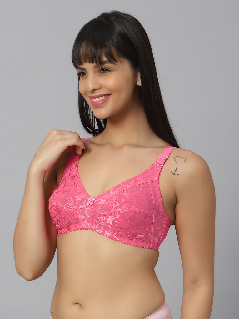 Bluenixie Light Pink color Butterfly Print net Full Coverage Bra