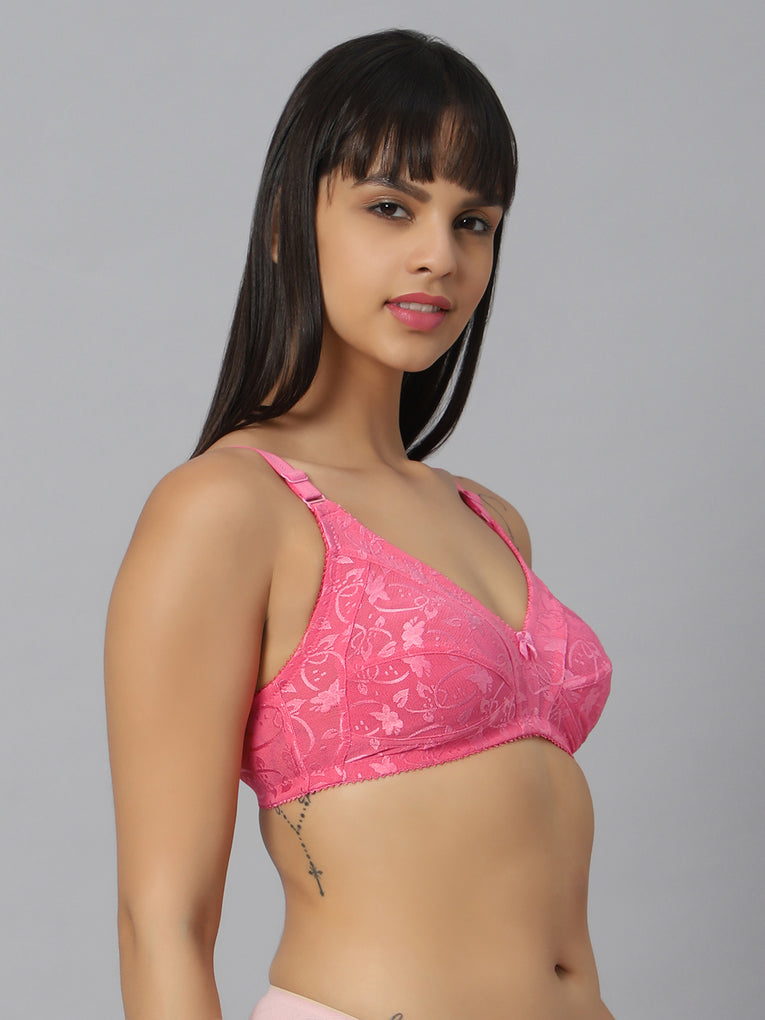 Bluenixie Light Pink color Butterfly Print net Full Coverage Bra