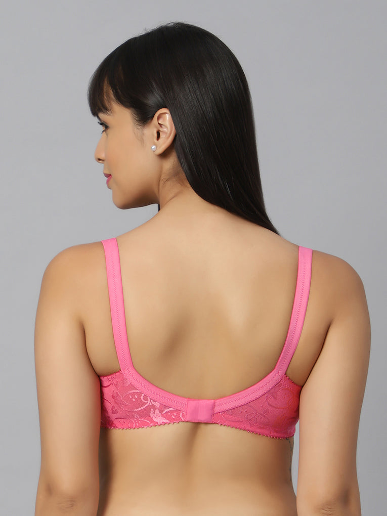 Bluenixie Light Pink color Butterfly Print net Full Coverage Bra