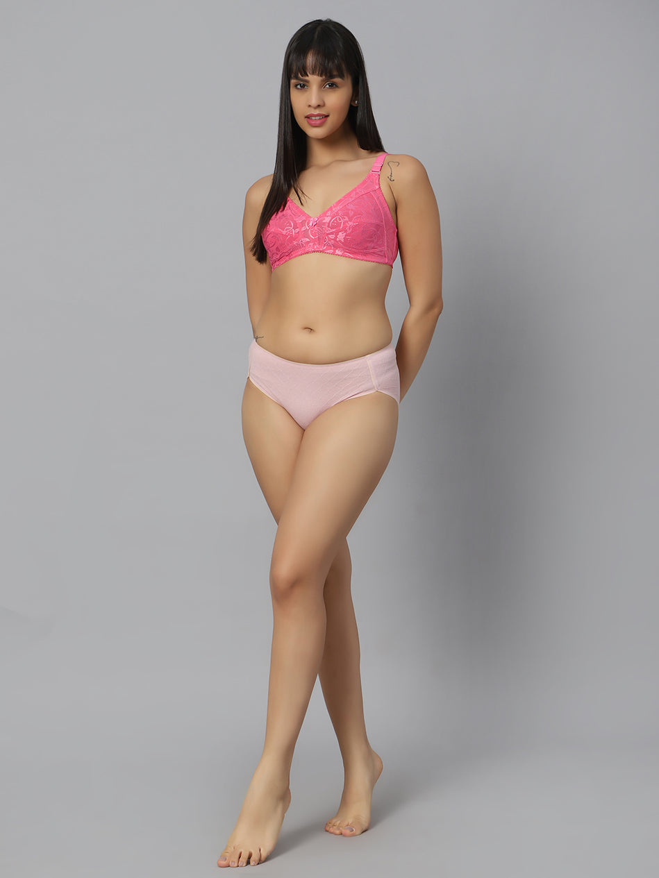 Bluenixie Light Pink color Butterfly Print net Full Coverage Bra