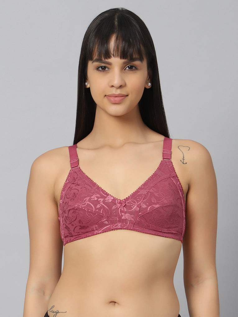 Bluenixie Salmon color Butterfly Print net Full Coverage Bra