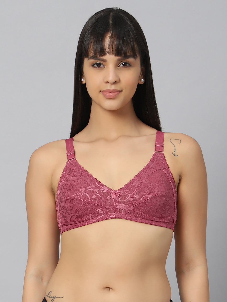 Bluenixie Salmon color Butterfly Print net Full Coverage Bra