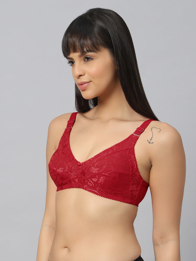 Bluenixie Red color Butterfly Print net Full Coverage Bra