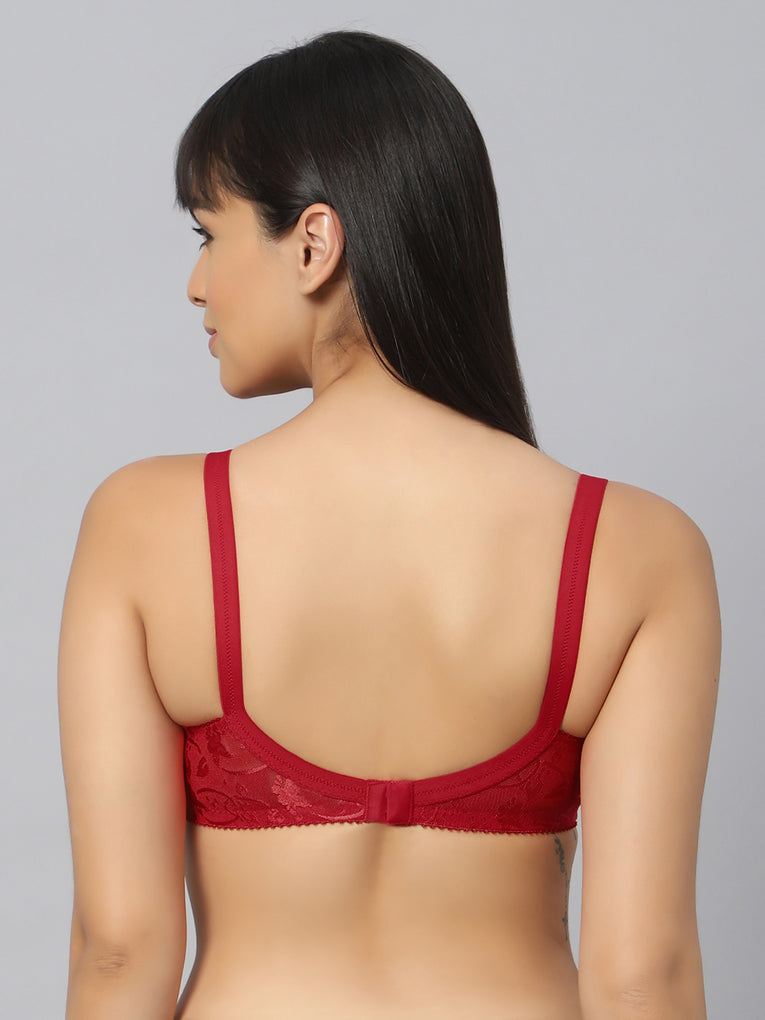 Bluenixie Red color Butterfly Print net Full Coverage Bra