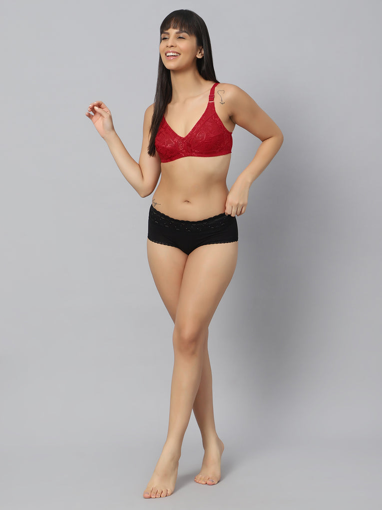 Bluenixie Red color Butterfly Print net Full Coverage Bra