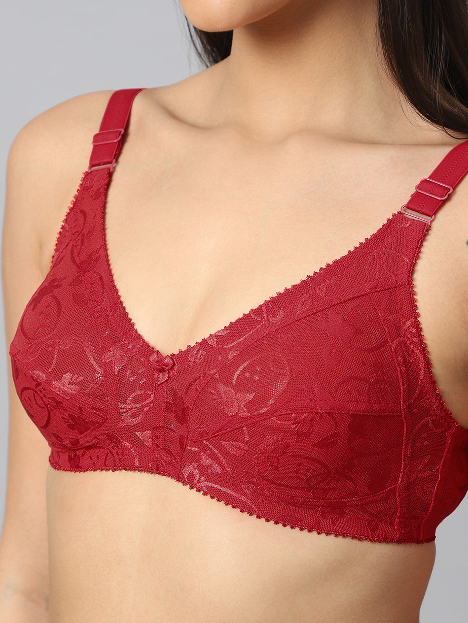Bluenixie Red color Butterfly Print net Full Coverage Bra