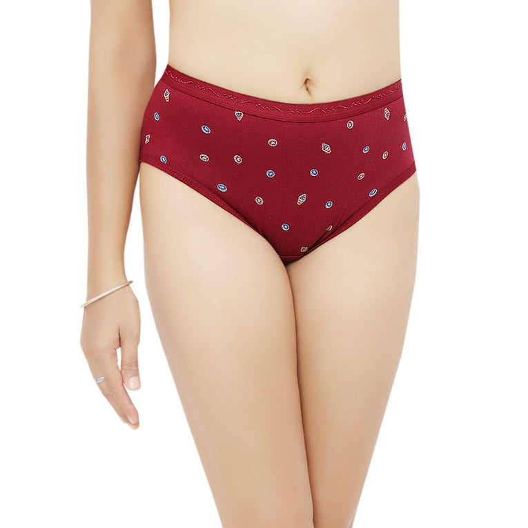Bluenixie Red Color Cotton Printed Hipster Pantie