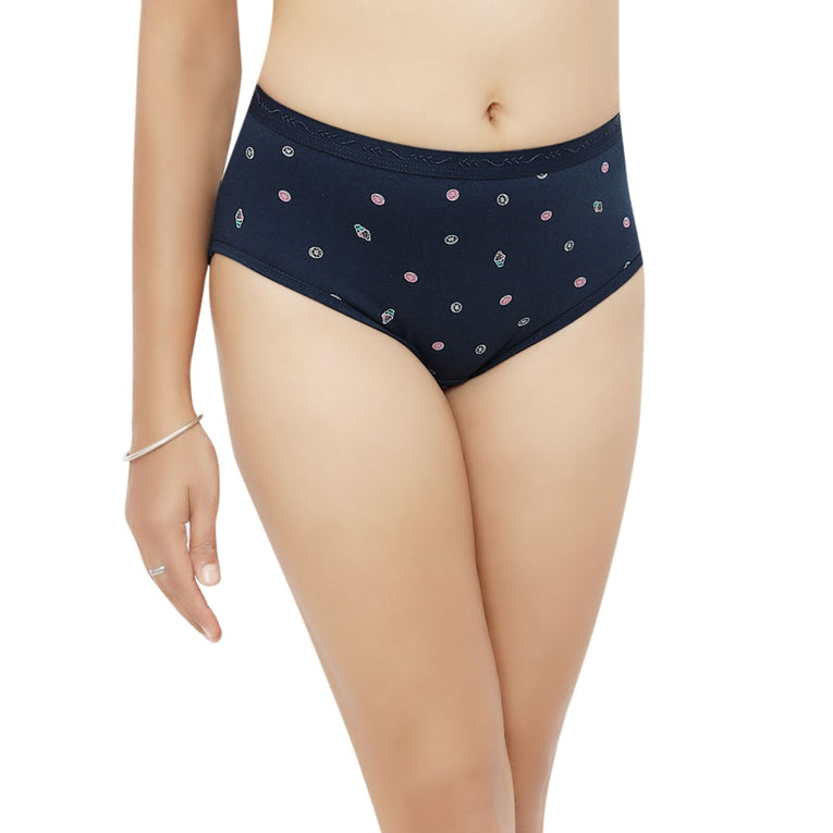 Bluenixie Blue Color Cotton Printed Hipster Pantie