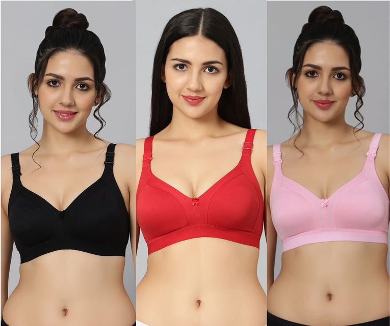 BlueNixie BN2514_2 Pc Combo  Cotton Rich Full Coverage T-Shirt Bra Black