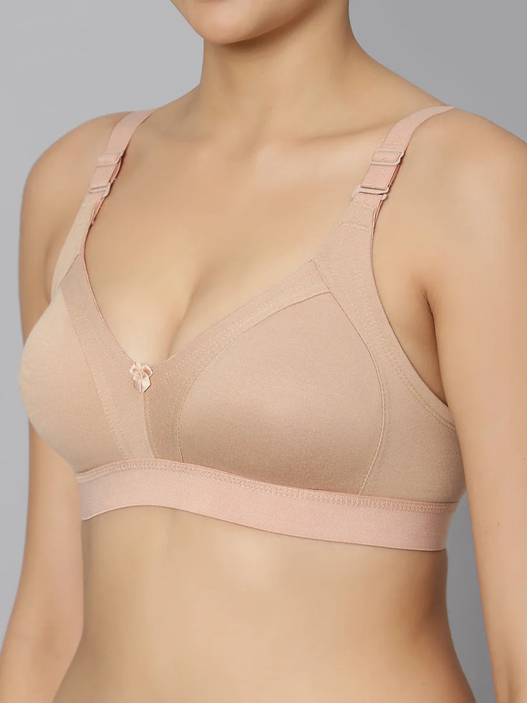 Bluenixie BN2514_2 Pc Combo Cotton Rich Full Coverage T-Shirt Bra Black-Nude Skin