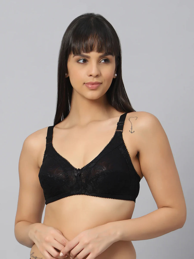 Bluenixie BNF356_2 Pc Combo Full Coverage Bra Black-Skin