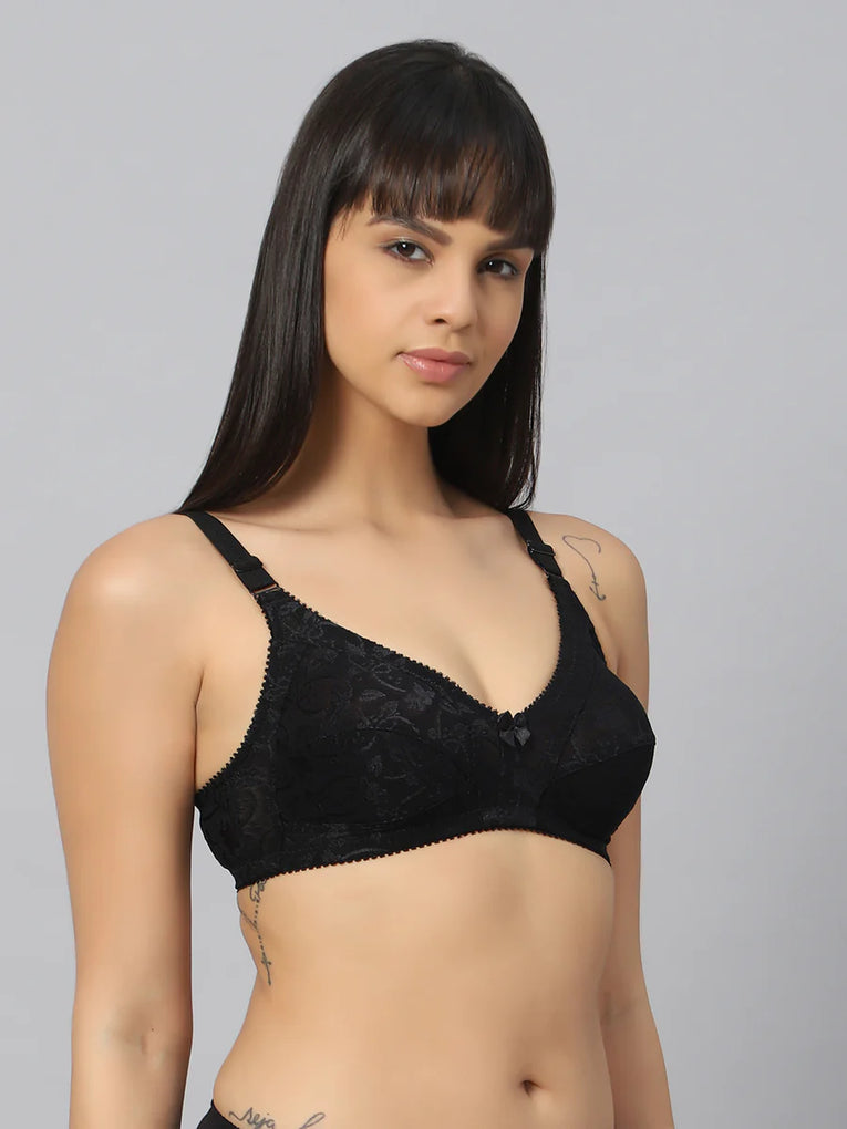 Bluenixie BNF356_2 Pc Combo Full Coverage Bra Black-Skin