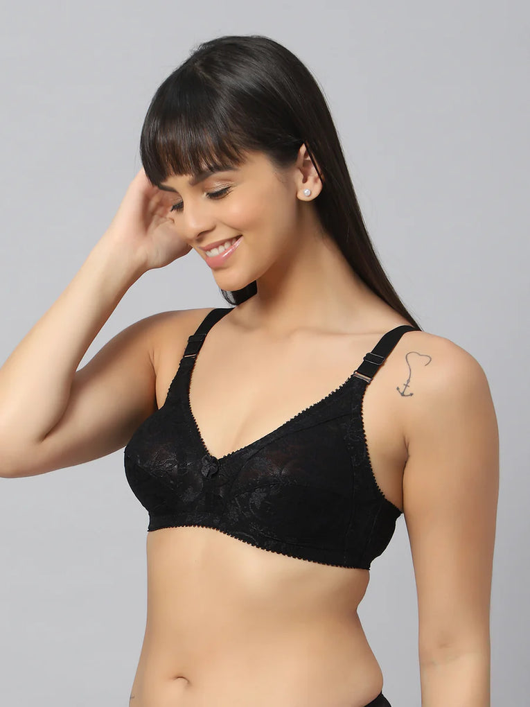 Bluenixie BNF356_2 Pc Combo Full Coverage Bra Black-Skin