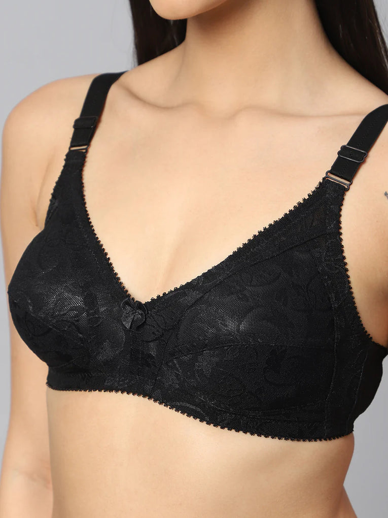 Bluenixie BNF356_2 Pc Combo Full Coverage Bra Black-Skin