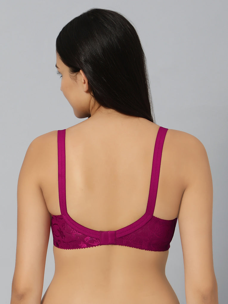 Bluenixie Wine color Butterfly Print net Full Coverage Bra