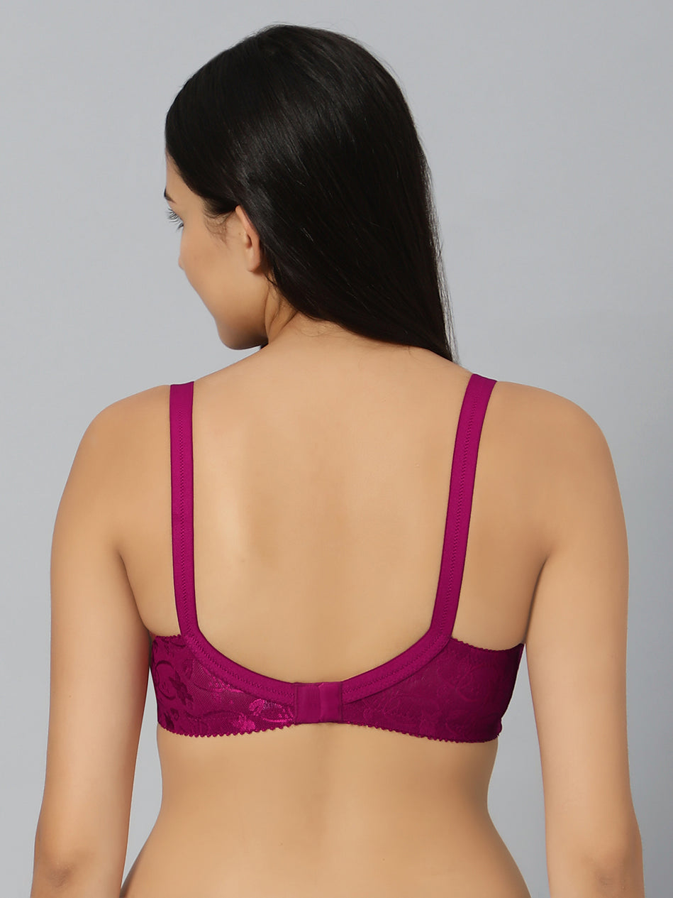 Bluenixie Wine color Butterfly Print net Full Coverage Bra