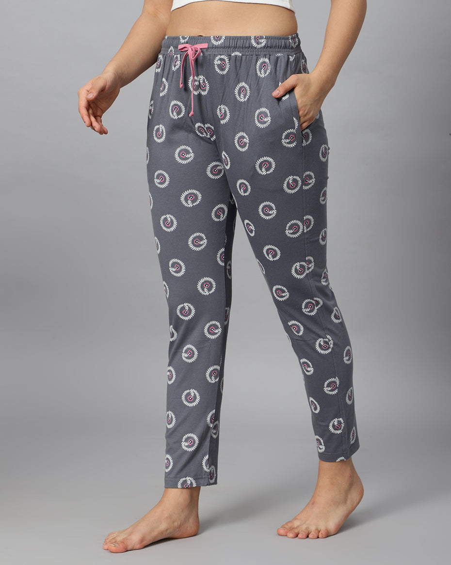 Hosiery Cotton Printed Pyjamas with both side zipper pocket - Bluenixie