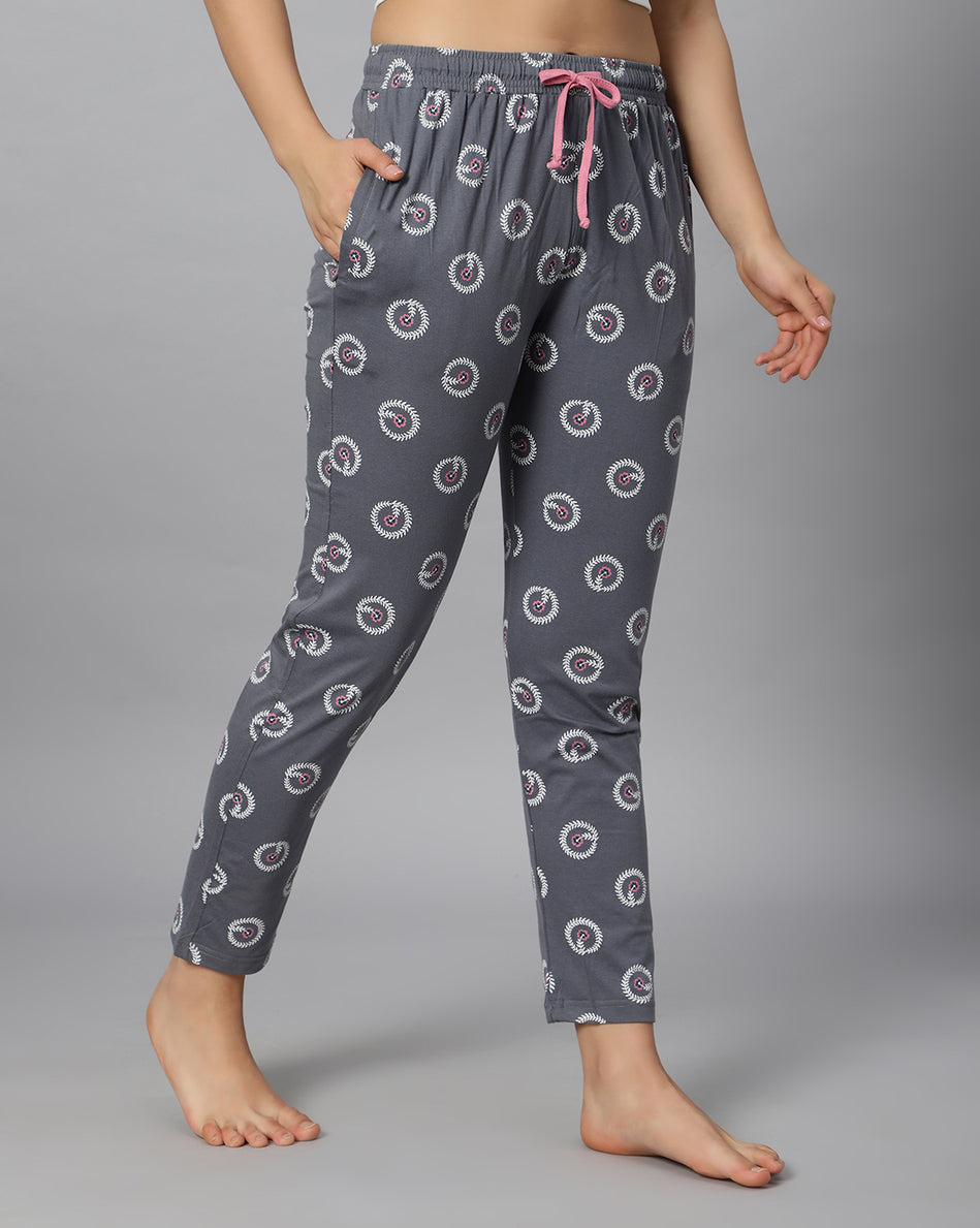 Hosiery Cotton Printed Pyjamas with both side zipper pocket - Bluenixie