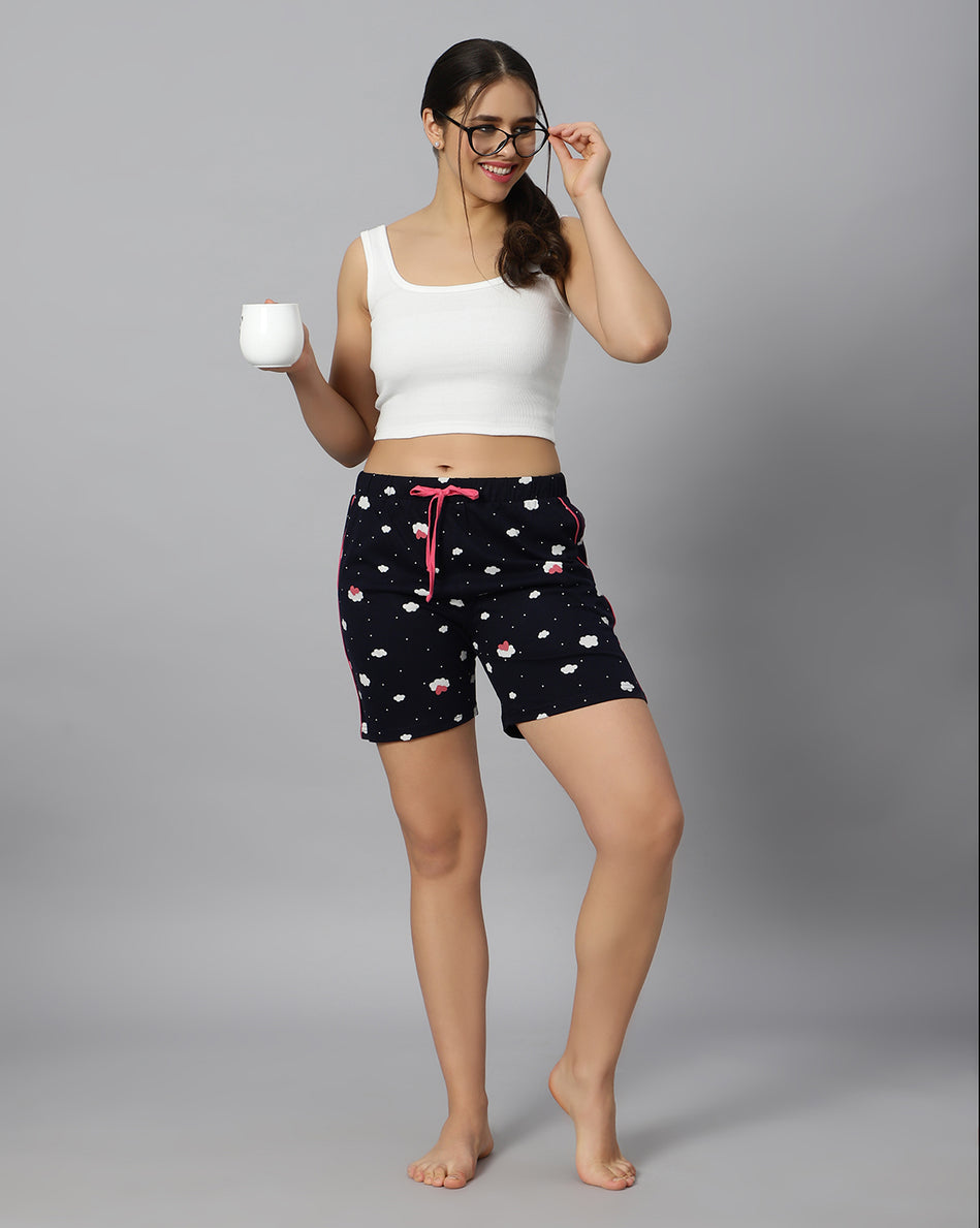 Bluenixie Shorts For Women With Both Side Pocket/Piping & Drawstring Closure at Best Price