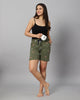 Bluenixie Women's Cotton Printed Olive Color Short