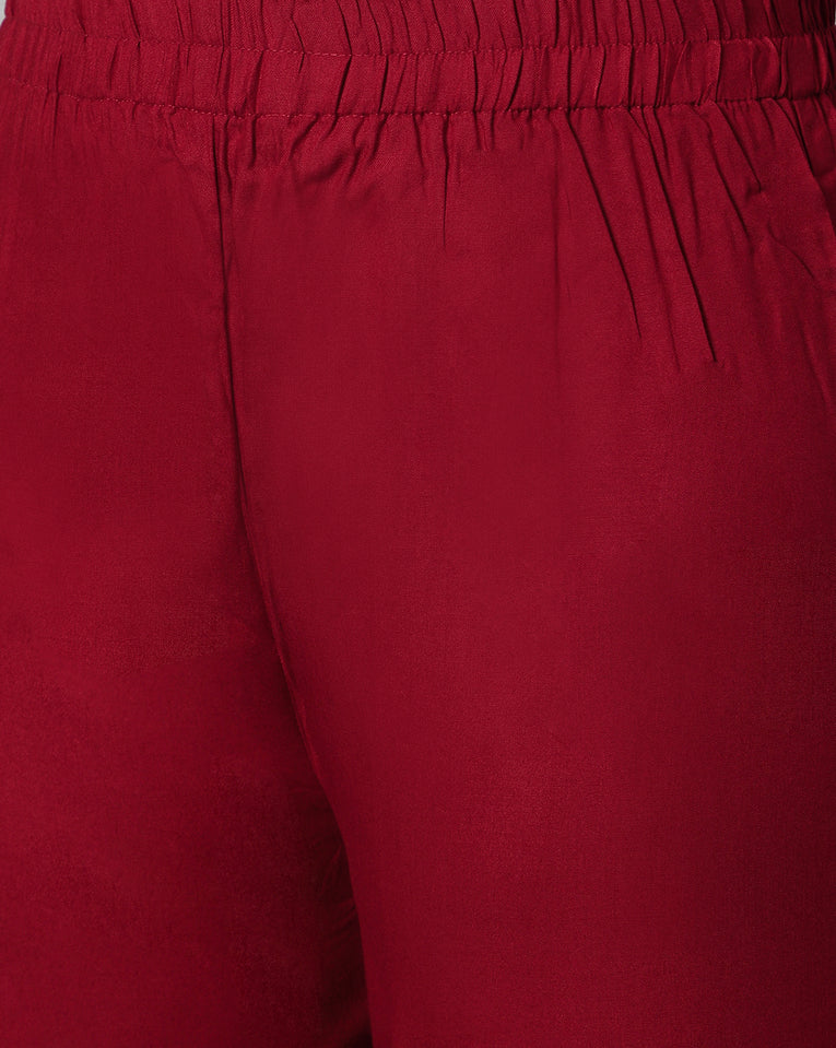 Bluenixie Maroon color Rayon Fabric Palazzos