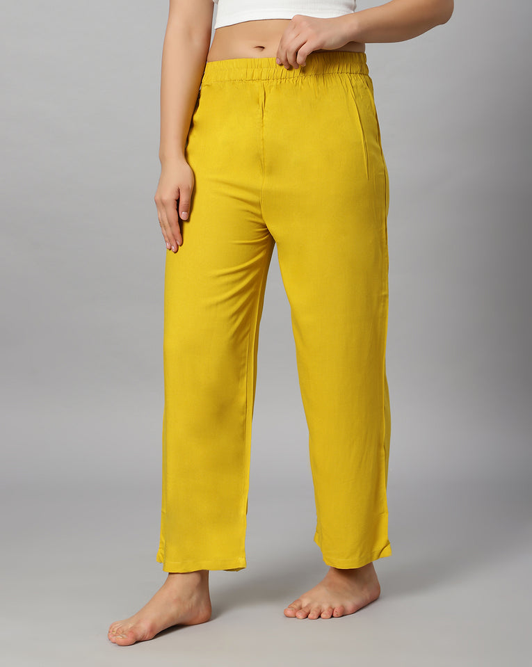 Bluenixie Musturd color Rayon Fabric Palazzos