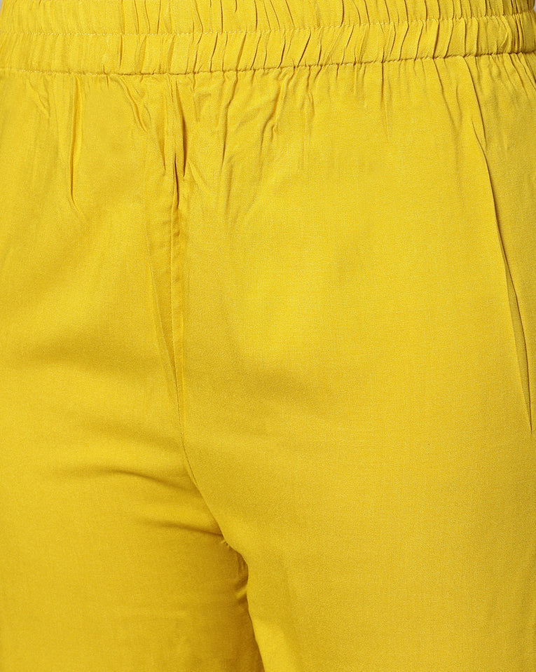 Bluenixie Musturd color Rayon Fabric Palazzos