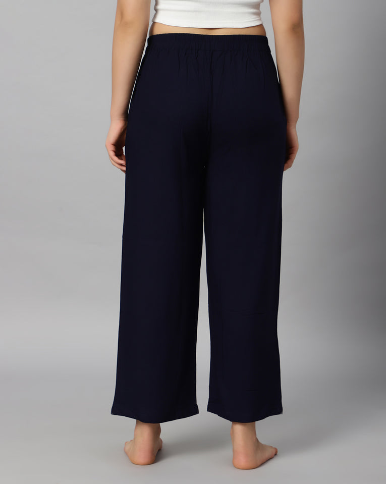 Bluenixie Navy Blue color Rayon Fabric Palazzos