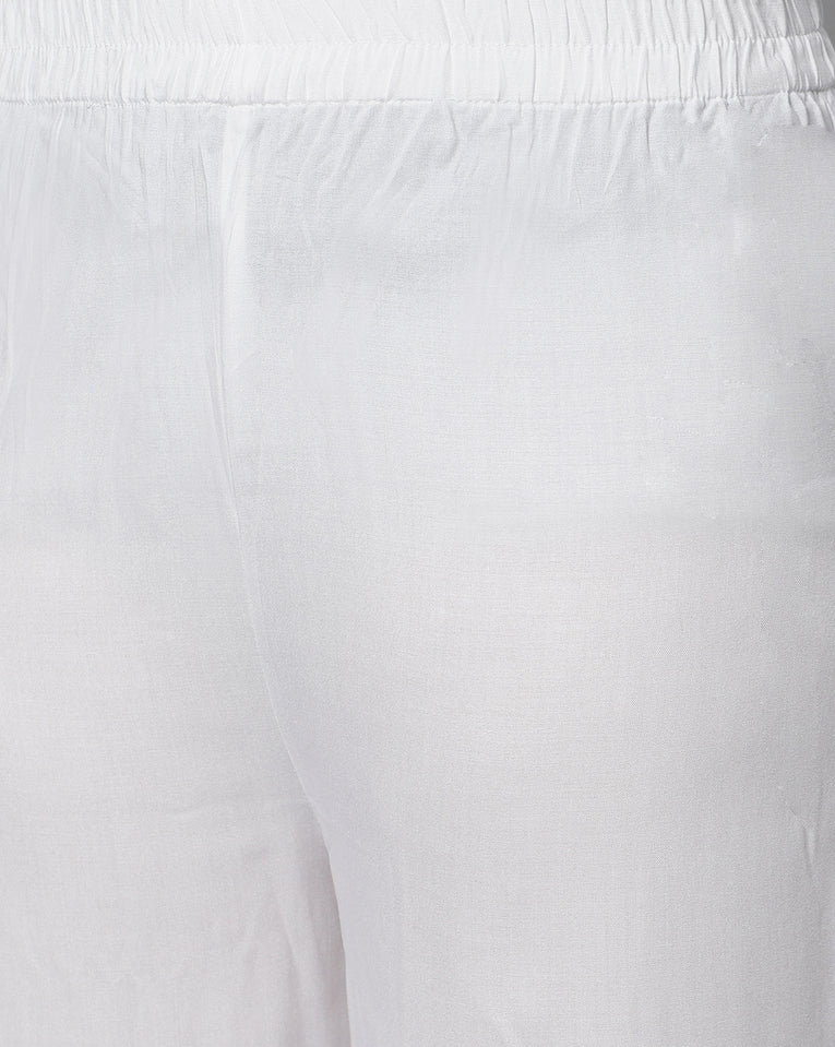 Bluenixie White color Rayon Fabric Palazzos