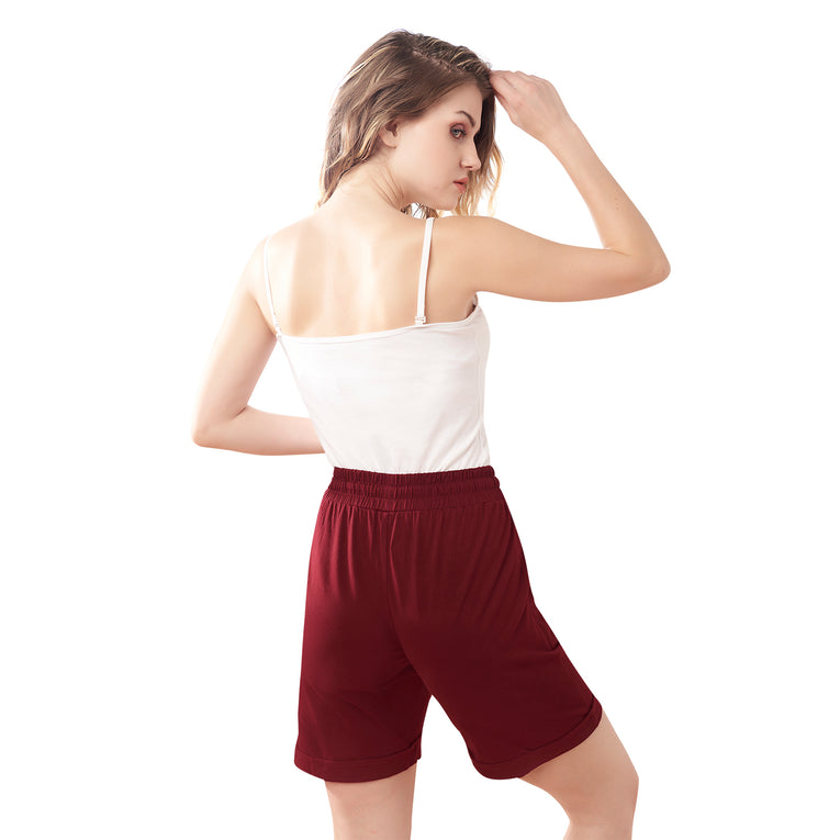 Bluenixie Moroon Cotton Lounge Shorts for Girl