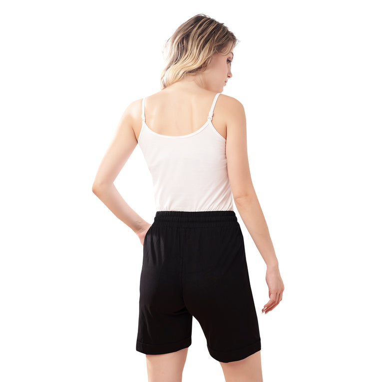 Bluenixie Black Cotton Lounge Shorts for Girl