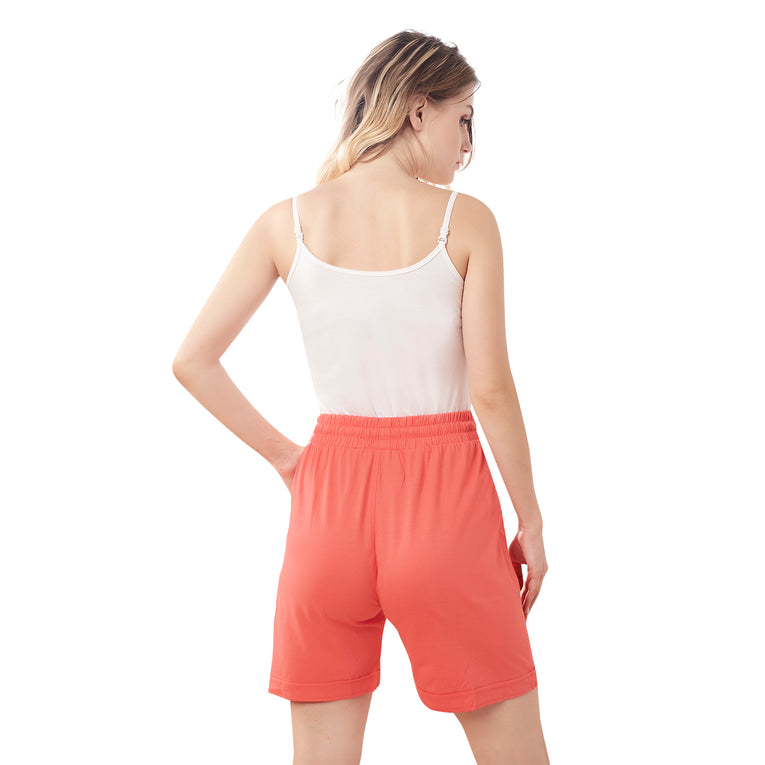 Bluenixie Peach Cotton Lounge Shorts for Girl