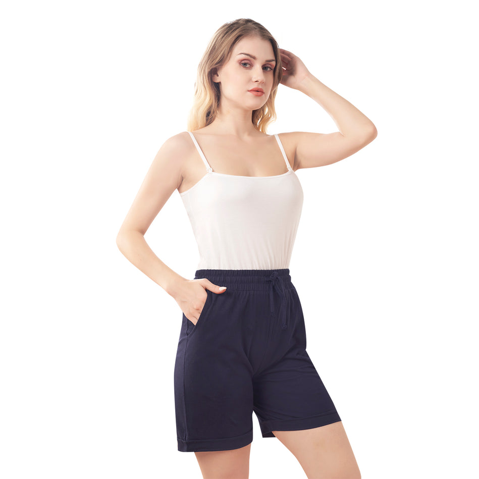Bluenixie Blue Color Cotton Lounge Shorts for Girl