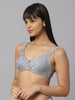 Bluenixie Grey color Butterfly Print net Full Coverage Bra