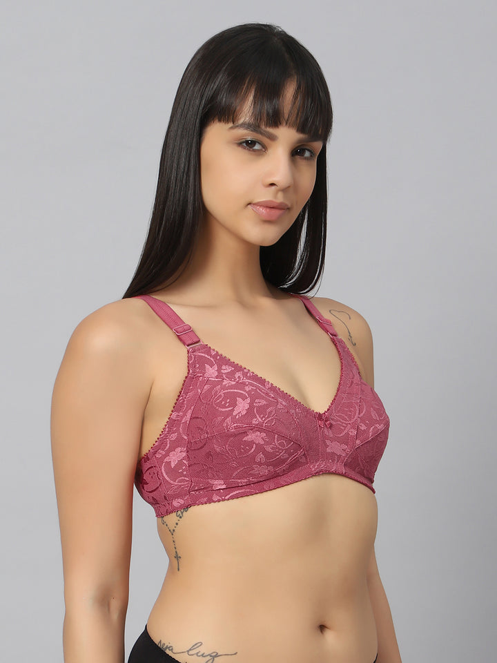 Bluenixie Salmon color Butterfly Print net Full Coverage Bra